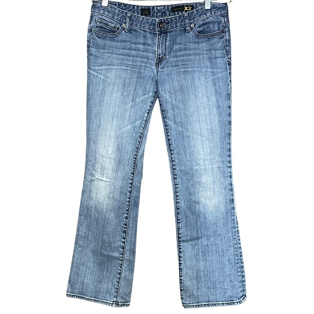 X2 denim jeans bootcut rhinestone studded distressed wash stretch size 12